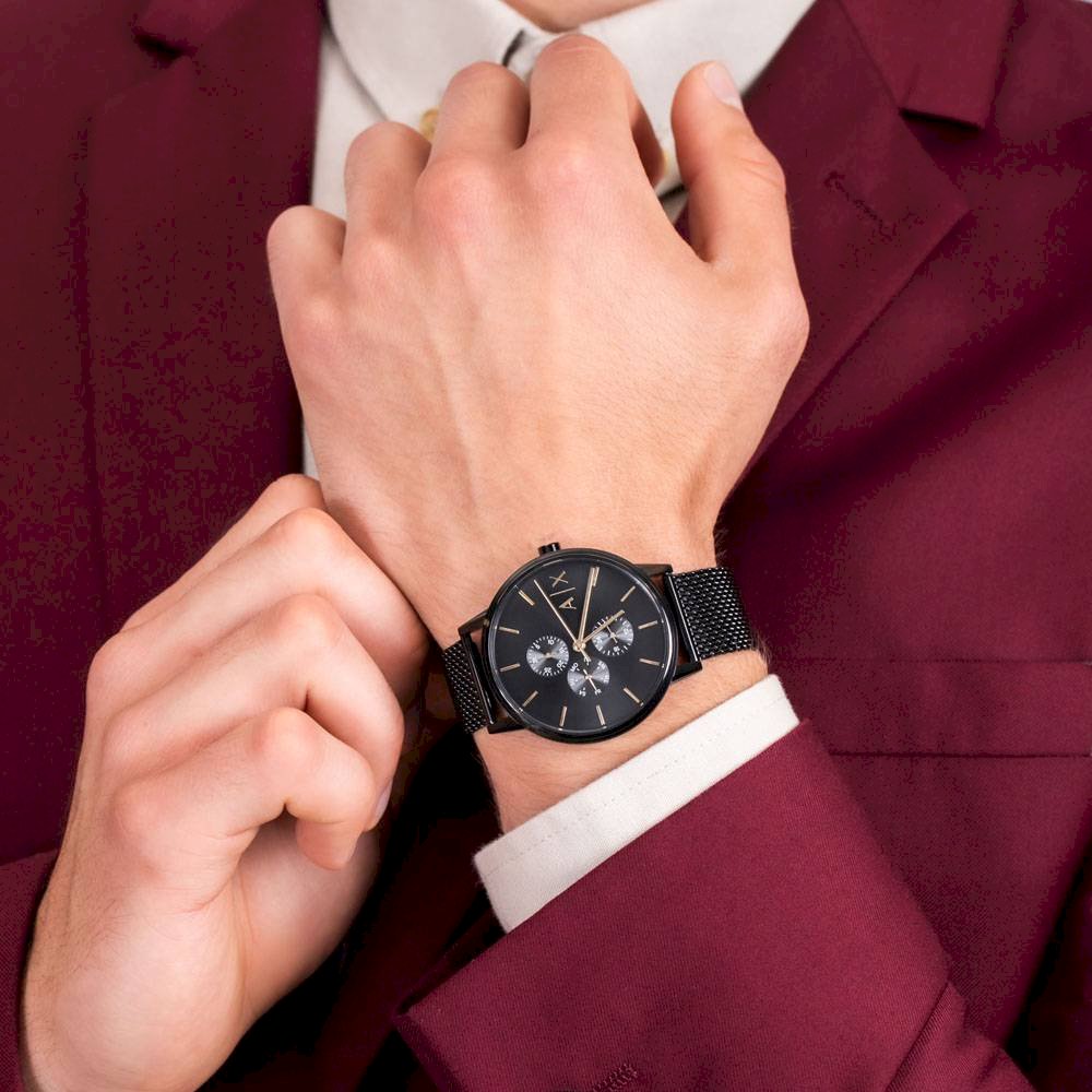 Armani Exchange Cayde AX2716 Men's Chronograph – Black Dial with Black Mesh Stainless Steel Strap