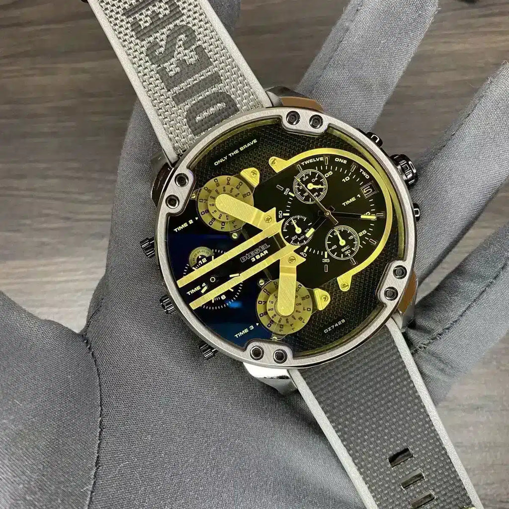 Diesel DZ7429 Mr. Daddy 2.0 Chronograph Men's Watch – Black Dial & Grey Nylon Strap